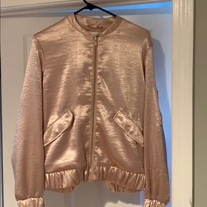 Size 8 light pink/cream colored satin bomber H&M